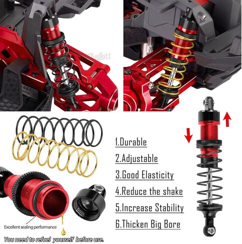 RC Aluminum Upgrades Part for 1/16 Mini Maxx 4WD (107154-1),Suspension Arms/RC Shock/Drive Shaft CVD/Caster Block/Steering Blocks/Rear Stub Axle Carriers/Steering Bellcranks/Links,Red in Saudi Arabia