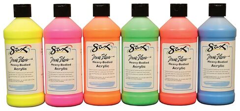Sax True Flow Acrylic Paint - 1 Pint - Set of 6 - Assorted Fluorescent Colors in Saudi Arabia