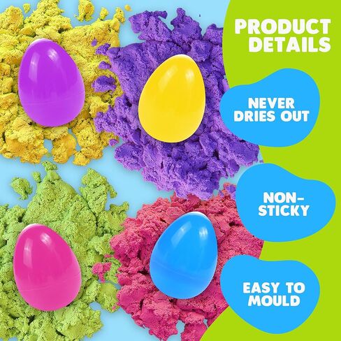 بيض عيد الفصح الرملي السحري من ArtCreativity - مجموعة من 12 بيضة عيد الفصح المملوءة مسبقًا - بيض مفاجأة ملون للأطفال بألوان نابضة بالحياة متنوعة - لوازم صيد بيض عيد الفصح - حشوات سلة عيد الفصح in Kuwait