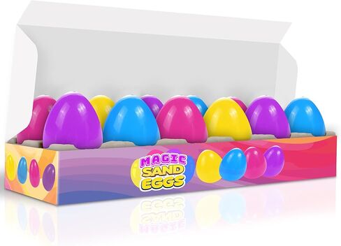 بيض عيد الفصح الرملي السحري من ArtCreativity - مجموعة من 12 بيضة عيد الفصح المملوءة مسبقًا - بيض مفاجأة ملون للأطفال بألوان نابضة بالحياة متنوعة - لوازم صيد بيض عيد الفصح - حشوات سلة عيد الفصح in Kuwait