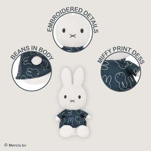 Kids Preferred Miffy Plush 12" - Black and White Dress, Super Soft Material, Embroidered Details, Beans in Bottom, Ages 0 Months and up, 12 in in Saudi Arabia