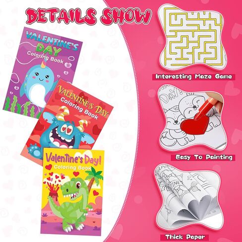 Geyee 45 Pack Valentine‘s Day Coloring Books for Kids Party Favors Valentine Mini Coloring Book Valentine Theme Goodie Bag Stuffer Fillers Gift School Classroom Fun Activity Supplies Decorations in Saudi Arabia