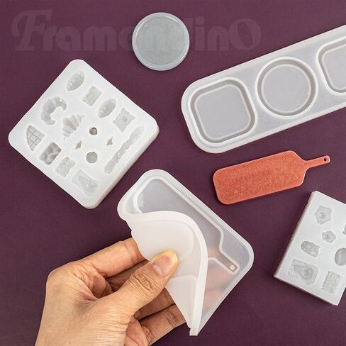 Framendino, 4 Pack Mini Tray Epoxy Resin Mould Set Miniature Bread Silicone Mold for Dollhouse Kitchen DIY Art Craft in Saudi Arabia