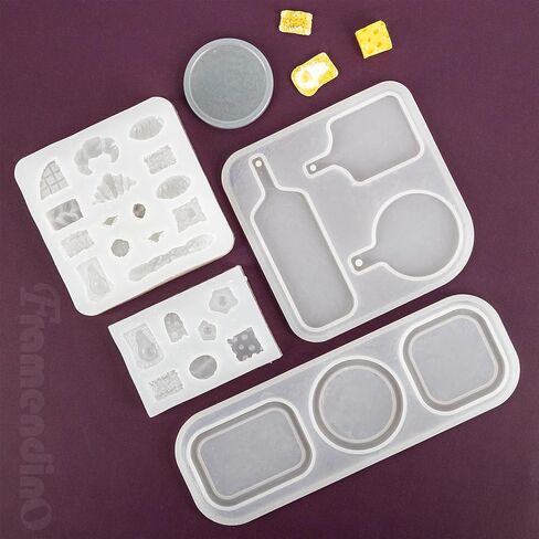 Framendino, 4 Pack Mini Tray Epoxy Resin Mould Set Miniature Bread Silicone Mold for Dollhouse Kitchen DIY Art Craft in Saudi Arabia