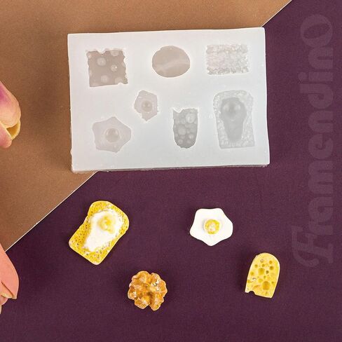 Framendino, 4 Pack Mini Tray Epoxy Resin Mould Set Miniature Bread Silicone Mold for Dollhouse Kitchen DIY Art Craft in Saudi Arabia
