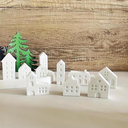 1set Mini House Silicone Mold 10-Connect Nordic Church and Castle Design Flexible Nonstick Mold for Gypsum Candle Epoxy Resin, tenhouses in Saudi Arabia