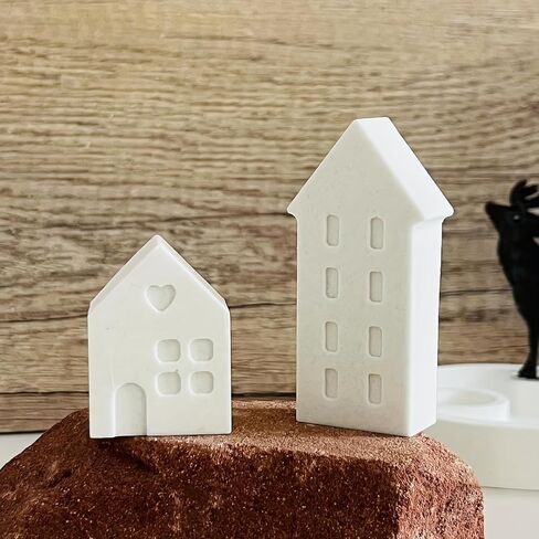 1set Mini House Silicone Mold 10-Connect Nordic Church and Castle Design Flexible Nonstick Mold for Gypsum Candle Epoxy Resin, tenhouses in Saudi Arabia