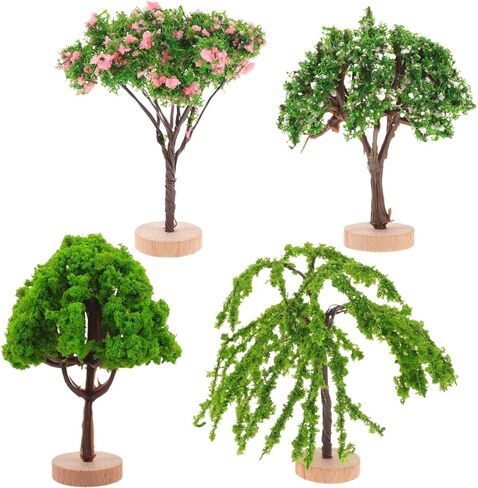 DOITOOL 4 Pcs Mini Trees for Crafts, Miniature Landscape Trees Model for Dollhouse Train Scenery Decor Diorama Sand Table Fairy Garden Accessories in Saudi Arabia