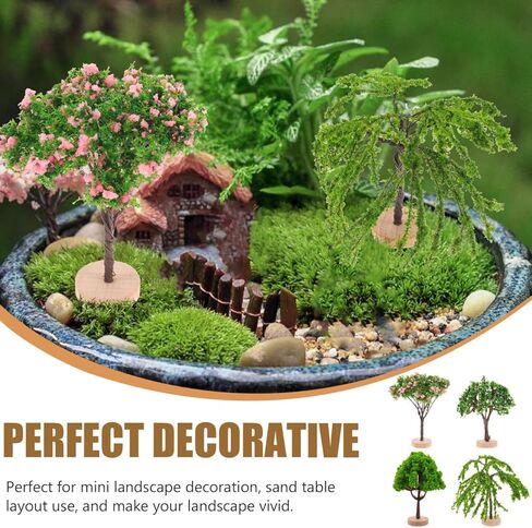 DOITOOL 4 Pcs Mini Trees for Crafts, Miniature Landscape Trees Model for Dollhouse Train Scenery Decor Diorama Sand Table Fairy Garden Accessories in Saudi Arabia