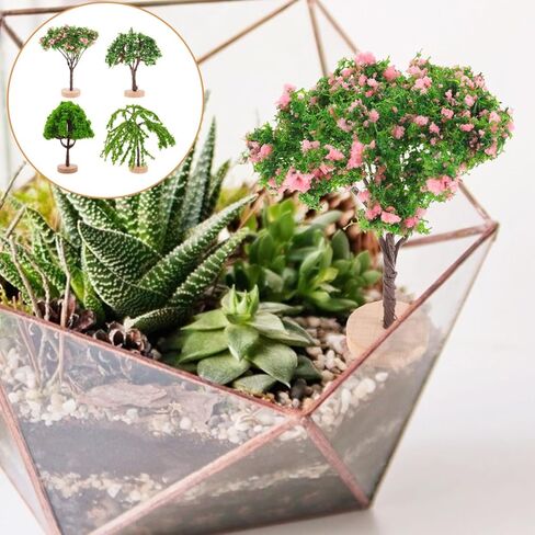 DOITOOL 4 Pcs Mini Trees for Crafts, Miniature Landscape Trees Model for Dollhouse Train Scenery Decor Diorama Sand Table Fairy Garden Accessories in Saudi Arabia
