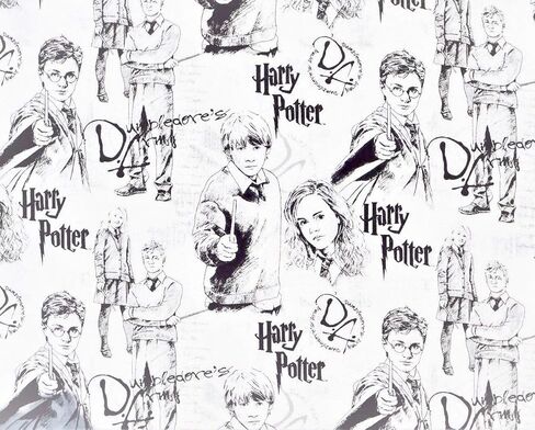 1 Yard - Harry Potter"The Mystery of Magic" in Black on White Cotton Fabric - Officially Licensed (Great for Quilting, Sewing, Craft Projects, Throw Blankets & More) 1 Yard X 44" in Saudi Arabia