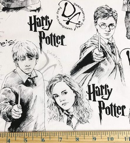 1 Yard - Harry Potter"The Mystery of Magic" in Black on White Cotton Fabric - Officially Licensed (Great for Quilting, Sewing, Craft Projects, Throw Blankets & More) 1 Yard X 44" in Saudi Arabia