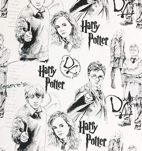 1 Yard - Harry Potter"The Mystery of Magic" in Black on White Cotton Fabric - Officially Licensed (Great for Quilting, Sewing, Craft Projects, Throw Blankets & More) 1 Yard X 44" in Saudi Arabia