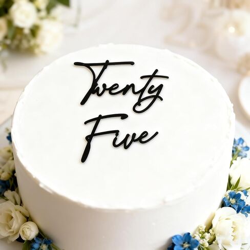 Acrylic Black Twenty Five Cake Topper, Acrylic Happy 25th Birthday Cake Charm, 25 Cake Decoration For Women, 25th Anniversary Decorations Party Supplies in Saudi Arabia