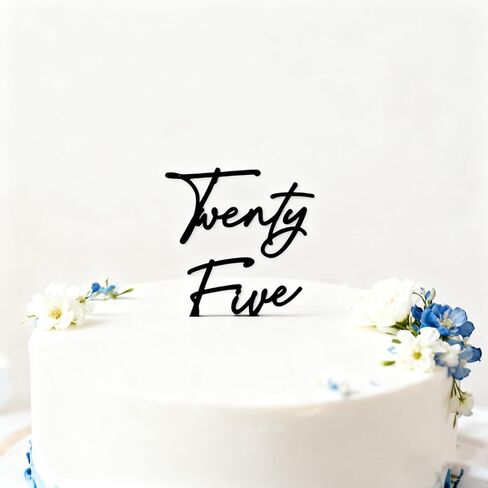 Acrylic Black Twenty Five Cake Topper, Acrylic Happy 25th Birthday Cake Charm, 25 Cake Decoration For Women, 25th Anniversary Decorations Party Supplies in Saudi Arabia