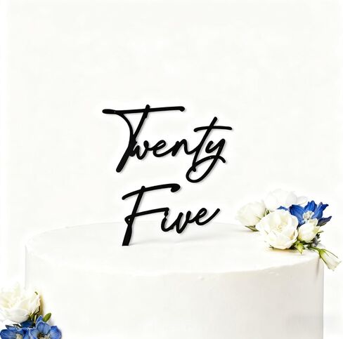 Acrylic Black Twenty Five Cake Topper, Acrylic Happy 25th Birthday Cake Charm, 25 Cake Decoration For Women, 25th Anniversary Decorations Party Supplies in Saudi Arabia