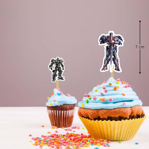 “Optms Prme Cupcake Toppers (24 Pcs) – Theme Birthday Party Decorations for Adults – Robot Hero Cupcake Picks for Boys’ Birthday, Cake Table & Party Supplies" in Saudi Arabia