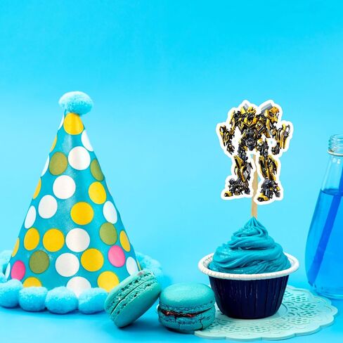 “Optms Prme Cupcake Toppers (24 Pcs) – Theme Birthday Party Decorations for Adults – Robot Hero Cupcake Picks for Boys’ Birthday, Cake Table & Party Supplies" in Saudi Arabia