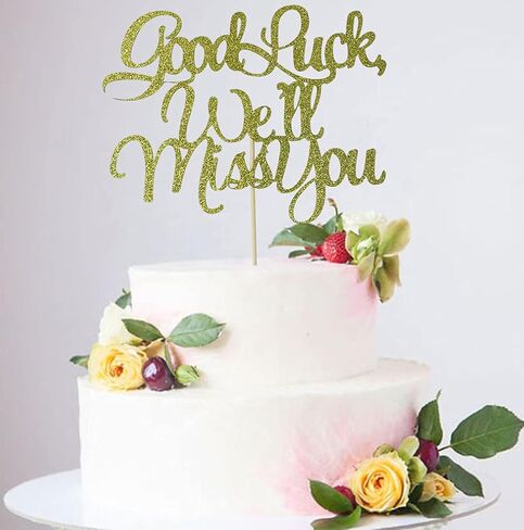 Starsgarden Good Luck,We'll Miss You Cake Topper, Happy Retirement Cake Topper, Farewell Party Decoration, Retirement Party Decorations(Gold We'll Miss U) in Saudi Arabia