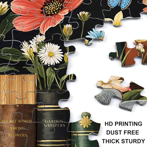 crowm 1000 Pieces Jigsaw Puzzles for Adults, Book Puzzles Wildflower Pages for Books and Blossoms Lover Nature Puzzle Floral and Butterflies as Home Decor in Saudi Arabia