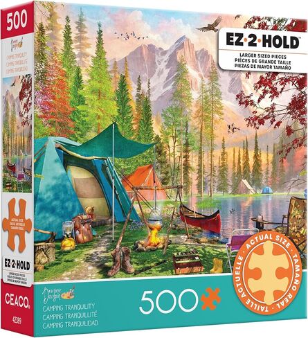 Ceaco - EZ 2 Hold - Dominic Davison - Camping Tranquility - 500 Piece Puzzle for Adults - Challenging and Perfect for Game Nights - Finished Puzzle Size 21.25 x 15 in Saudi Arabia