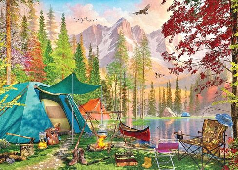 Ceaco - EZ 2 Hold - Dominic Davison - Camping Tranquility - 500 Piece Puzzle for Adults - Challenging and Perfect for Game Nights - Finished Puzzle Size 21.25 x 15 in Saudi Arabia