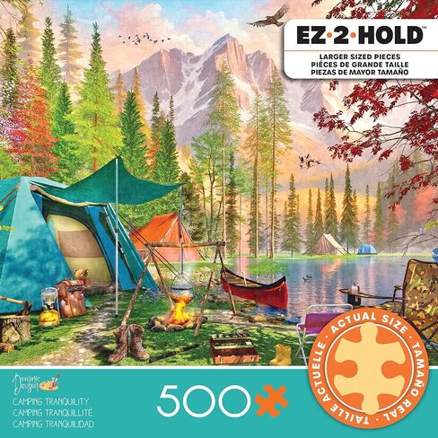Ceaco - EZ 2 Hold - Dominic Davison - Camping Tranquility - 500 Piece Puzzle for Adults - Challenging and Perfect for Game Nights - Finished Puzzle Size 21.25 x 15 in Saudi Arabia