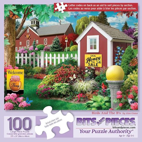 Bits and Pieces 200 Piece Puzzles for Adults - Birds and The B's - 200 Extra Large Pieces 15" x 19" Jigsaw Puzzles, Flowers Farm Spring, No 2 Pieces Alike in Saudi Arabia