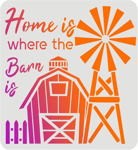 FINGERINSPIRE Home is Where The Barn is Stencil 11.8x11.8inch DIY Cow Farmhouse Decoration Drawing Stencil in Saudi Arabia