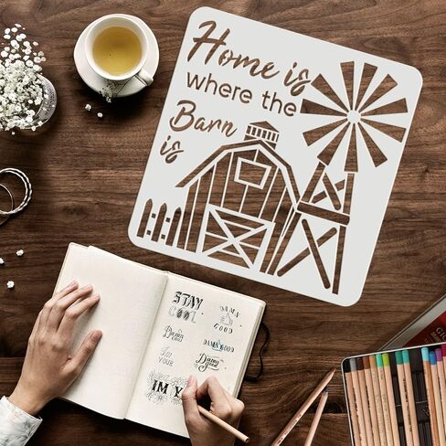 FINGERINSPIRE Home is Where The Barn is Stencil 11.8x11.8inch DIY Cow Farmhouse Decoration Drawing Stencil in Saudi Arabia