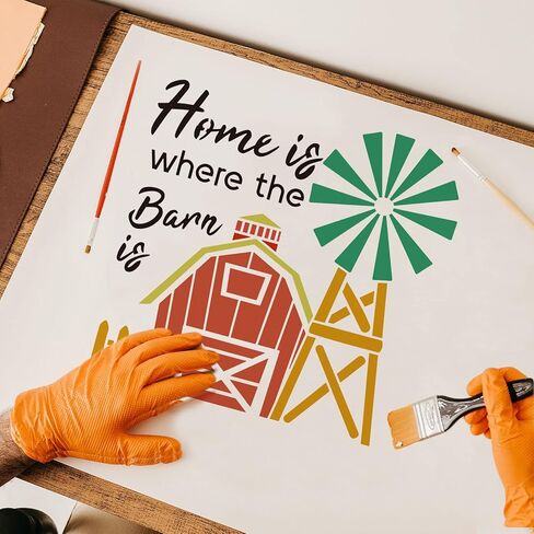 FINGERINSPIRE Home is Where The Barn is Stencil 11.8x11.8inch DIY Cow Farmhouse Decoration Drawing Stencil in Saudi Arabia