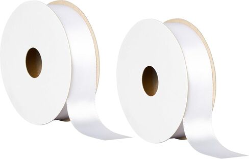 Offray 454013 7/8" Wide Single Face Satin Ribbon for Gift Wrapping, Decoration, and Crafts, Two Pack of 6-Yard Spools, White in Kuwait