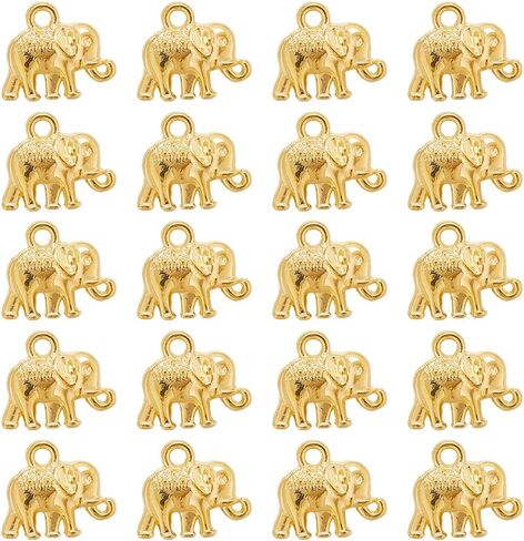 SUNNYCLUE 1 Box 80Pcs Elephant Charms Bulk Gold Elephant Charm Antique Small Metal Alloy Tibetan Style Lucky Animal Pendants for Jewelry Making Accessories Crafting DIY Necklace Bracelet Earring Adult in Saudi Arabia