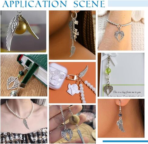 PH PandaHall 38pcs 19 Styles Angel Wing Clip on Charms, Feather Charms with Lobster Clasp Wings Pendants for DIY Jewelry Making Keychains Crafts Accessories in Saudi Arabia
