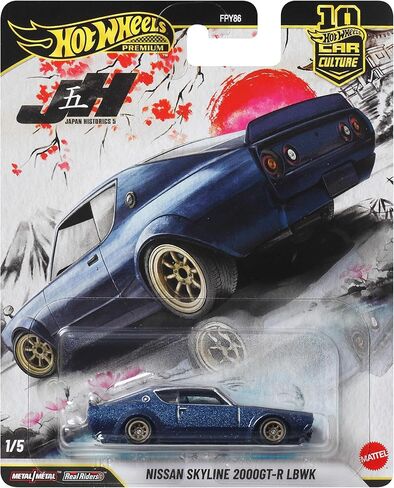 Hot Wheels Car Culture Premium 1:64 مقياس Die-Cast Nissan Skyline 2000GT-R LBWK، إطارات Real Riders وهيكل وهيكل معدني/معدني، تاريخ اليابان 5 in Saudi Arabia