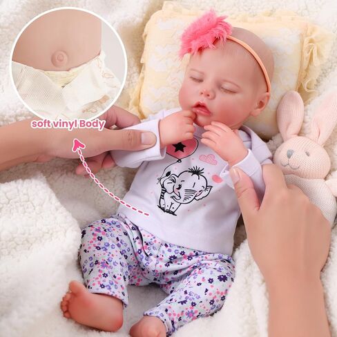 BABESIDE Drink and Wet Reborn Baby Dolls – 17 Inch Realistic Full Body Soft Vinyl Baby Doll, Can Drink & Pee, Real Life Sleeping Baby Doll Girl with Care Accessories, Gift for Kids Age 3+ in Saudi Arabia