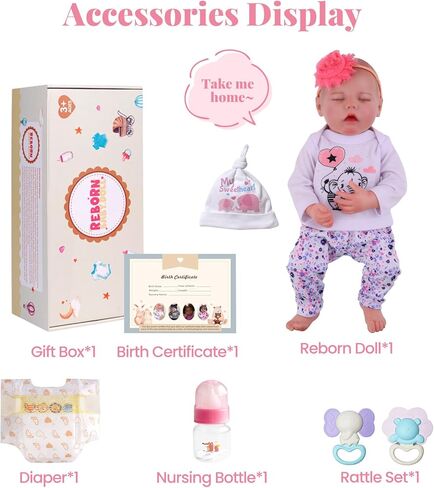 BABESIDE Drink and Wet Reborn Baby Dolls – 17 Inch Realistic Full Body Soft Vinyl Baby Doll, Can Drink & Pee, Real Life Sleeping Baby Doll Girl with Care Accessories, Gift for Kids Age 3+ in Saudi Arabia