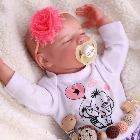 BABESIDE Drink and Wet Reborn Baby Dolls – 17 Inch Realistic Full Body Soft Vinyl Baby Doll, Can Drink & Pee, Real Life Sleeping Baby Doll Girl with Care Accessories, Gift for Kids Age 3+ in Saudi Arabia