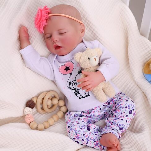 BABESIDE Drink and Wet Reborn Baby Dolls – 17 Inch Realistic Full Body Soft Vinyl Baby Doll, Can Drink & Pee, Real Life Sleeping Baby Doll Girl with Care Accessories, Gift for Kids Age 3+ in Saudi Arabia