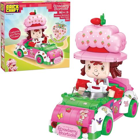 Brickcraft Strawberry Shortcake Berry Cruiser Christmas Building Kit, Festive 362-Piece Buildable Figure & Car Block Set, Classic Cartoon Collectible Holiday Xmas Toy Gift for Fans Ages 8+ & Families in Saudi Arabia