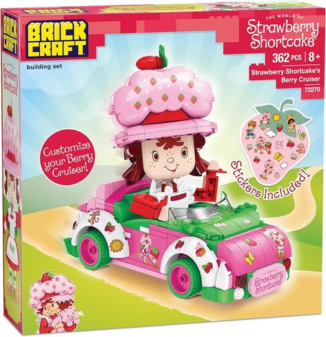 Brickcraft Strawberry Shortcake Berry Cruiser Christmas Building Kit, Festive 362-Piece Buildable Figure & Car Block Set, Classic Cartoon Collectible Holiday Xmas Toy Gift for Fans Ages 8+ & Families in Saudi Arabia