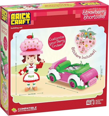 Brickcraft Strawberry Shortcake Berry Cruiser Christmas Building Kit, Festive 362-Piece Buildable Figure & Car Block Set, Classic Cartoon Collectible Holiday Xmas Toy Gift for Fans Ages 8+ & Families in Saudi Arabia