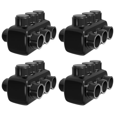 موصل معزول باللون الأسود من OHLECTRIC - دخول مزدوج - 3 منافذ - 250-6 AWG - 5/16 Allen Hex - مملوء مسبقًا بمثبط الأكسيد لسهولة الاستخدام - طلاء الفينيل المطاطي، 6061-T6 ألومنيوم CU9AL - (4 عبوات) OL-47181 in Kuwait