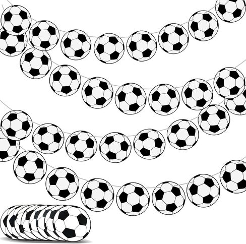 Novelty Place Soccer Party Decoration Banners 32 Pcs - Soccer Ball Football Pattern Garlands Bunting Decorations Cards for Kids Boys Soccer Fans Birthday Party in Saudi Arabia