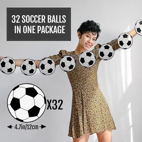 Novelty Place Soccer Party Decoration Banners 32 Pcs - Soccer Ball Football Pattern Garlands Bunting Decorations Cards for Kids Boys Soccer Fans Birthday Party in Saudi Arabia