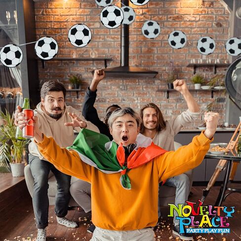 Novelty Place Soccer Party Decoration Banners 32 Pcs - Soccer Ball Football Pattern Garlands Bunting Decorations Cards for Kids Boys Soccer Fans Birthday Party in Saudi Arabia