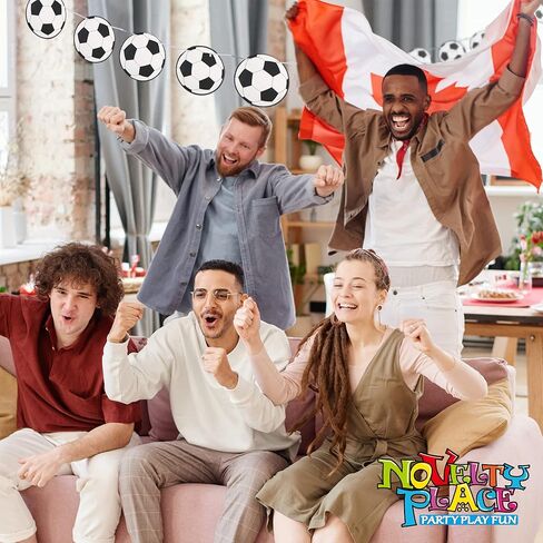 Novelty Place Soccer Party Decoration Banners 32 Pcs - Soccer Ball Football Pattern Garlands Bunting Decorations Cards for Kids Boys Soccer Fans Birthday Party in Saudi Arabia