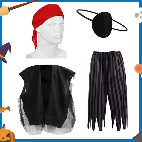 Cozypower 4 Pcs 12 ft Skeleton Outfits Accessories Giant Pirate Costume Set Halloween Skeleton Clothing Accessories for Garden Lawn Outdoor Halloween Decoration in Saudi Arabia