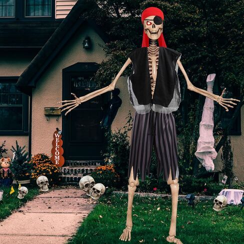 Cozypower 4 Pcs 12 ft Skeleton Outfits Accessories Giant Pirate Costume Set Halloween Skeleton Clothing Accessories for Garden Lawn Outdoor Halloween Decoration in Saudi Arabia