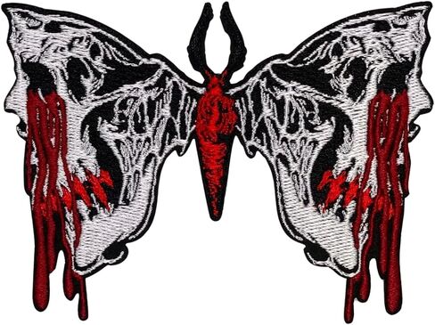 The Bleeding Skull Butterfly Patch – 4 inches, Cool Colorful Gothic Patches – Embroidered Iron On/Sew On Goth Patches in Saudi Arabia